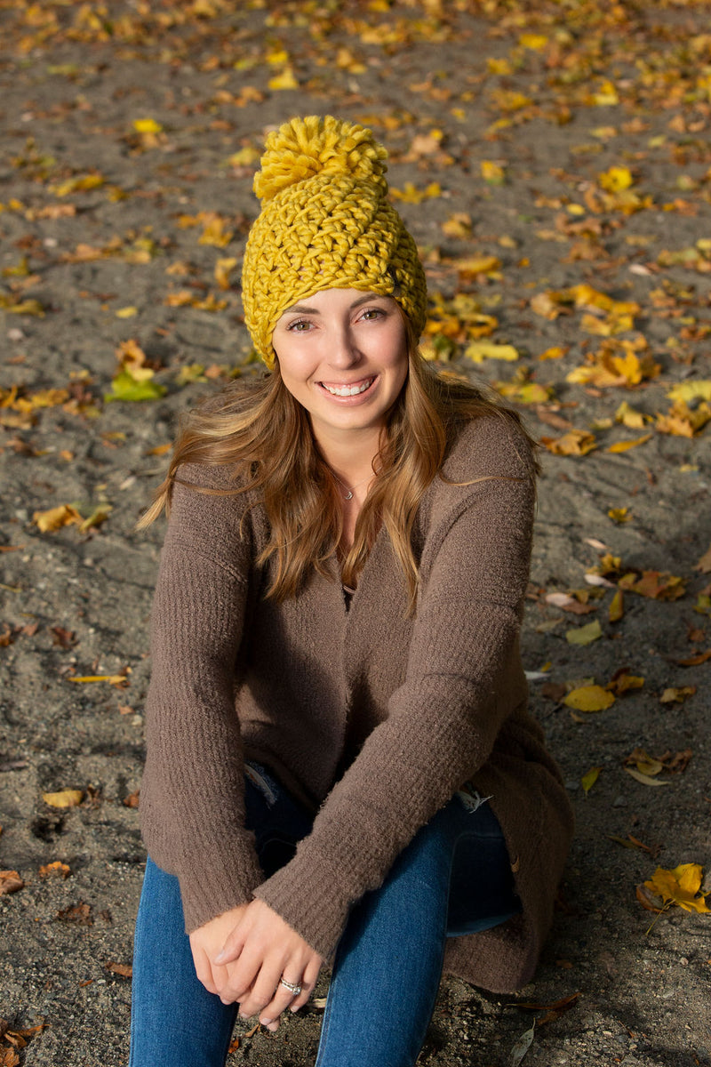 hand crocheted hat for women, chunky merino wool hat handmade in Canada