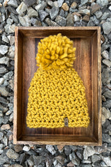 Mustard chunky merino wool hat for women made in Canada
