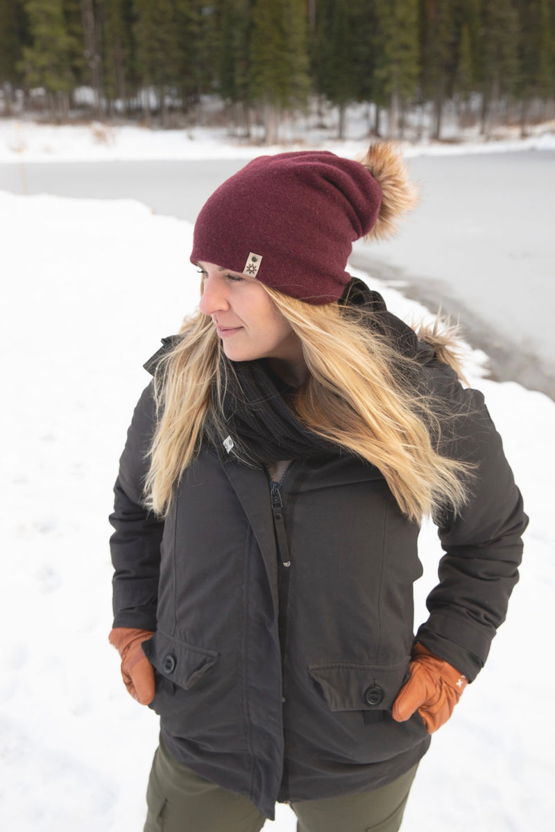 Cashmere Slouch Toque with Pom Pom 