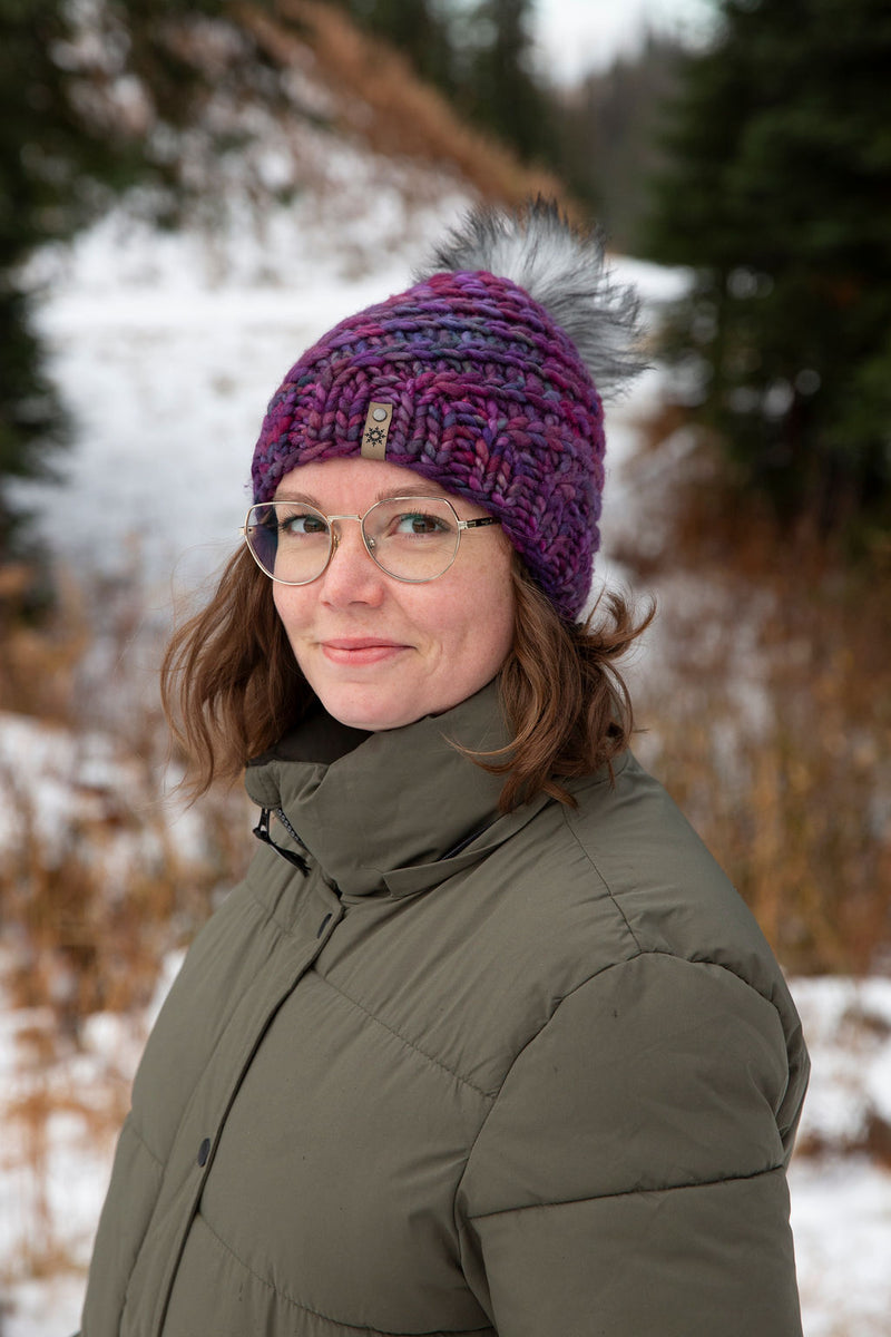 Women's merino wool hat hand knit in Canada
