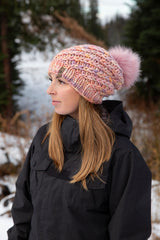  Women's Merino hat with pom pom handmade in Canada