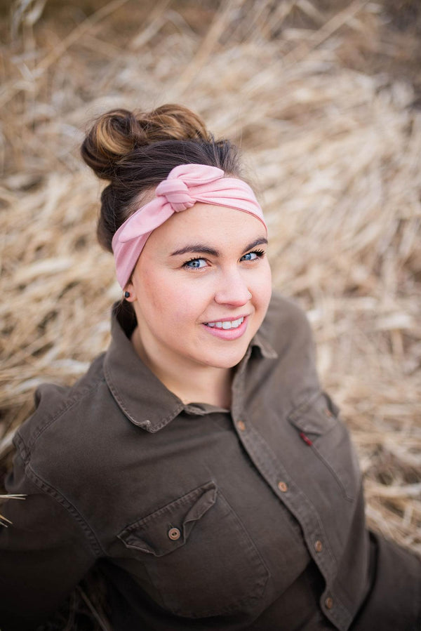 pink knotted head wrap for women made in Canada