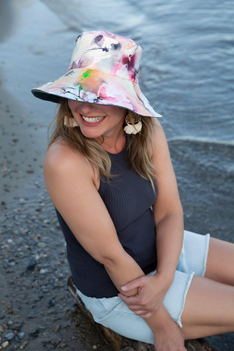 floral sun hat for women handmade in Canada bucket hat