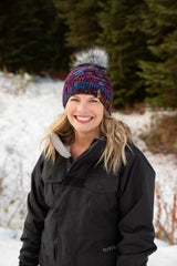 pom pom hat for women hand knit in Canada