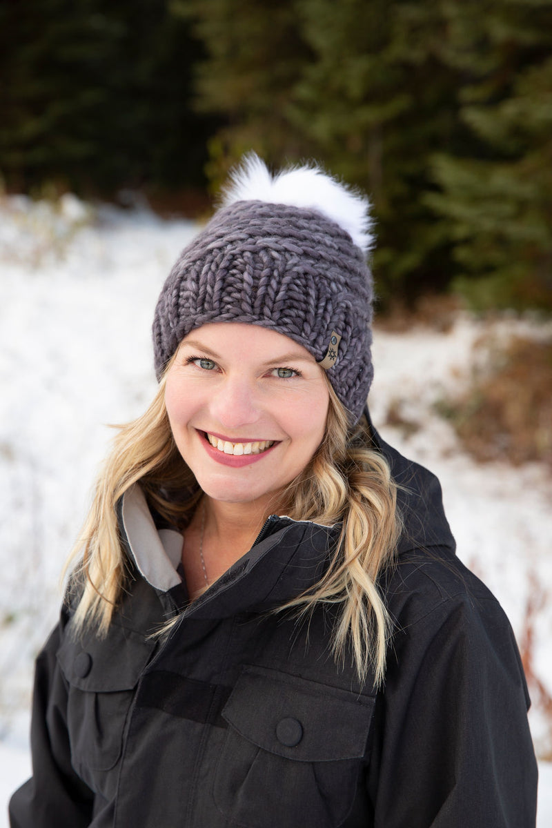 pom pom hat for women chunky hand knit merino wool Canadian toques