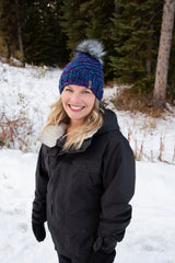 Women's pom hat hand knit merino wool Canada